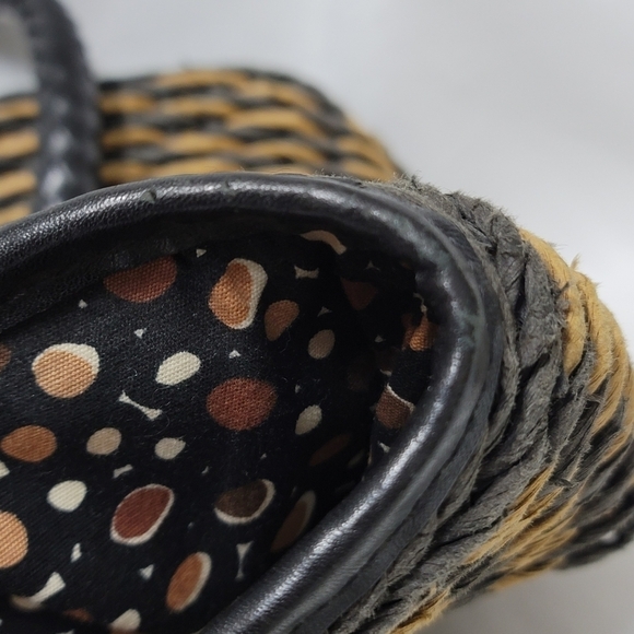 Vintage Brighton Raffia Straw Leather Trim Shoulder Bag - Black & Tan - Picture 16 of 16